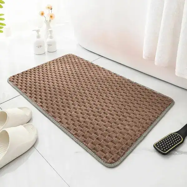 Antislip badmat groot bruin met textuur, voor badkamer en douche.