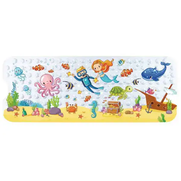 Antislipmat bad baby met onderwater thema en kleurrijke dieren.