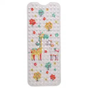 Antislip badmat baby met giraffen en bomen, kleurrijk ontwerp voor kinderen.