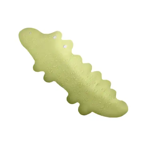 Antislip badmat kind in groen, vorm van krokodil, voor badkamer.