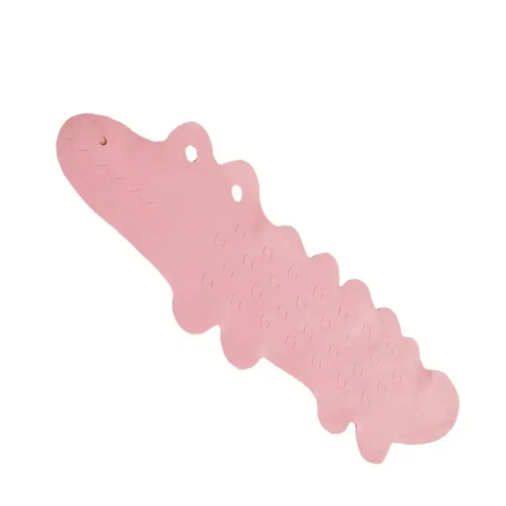 Antislip badmat in de vorm van een krokodil voor kinderen, roze.
