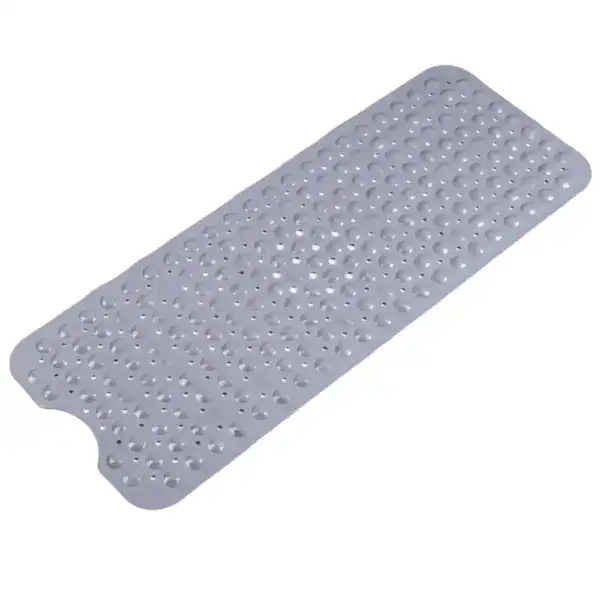 Grijze antislip badmat met bolletjes voor badkamer en douche.