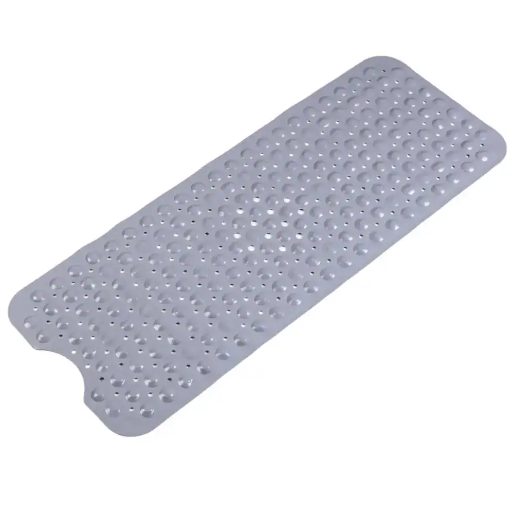 Grijze antislip badmat met bolletjes voor badkamer en douche.