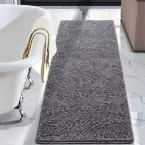 Grijze badmat 120 x 60 cm met antislip textuur voor badkamer.