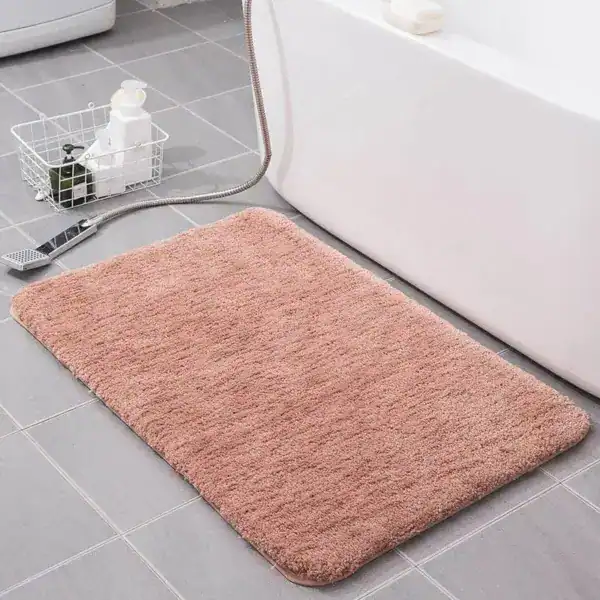 Rosé badmat 80x100 cm voor badkamer, zachte pluizige textuur, antislip.