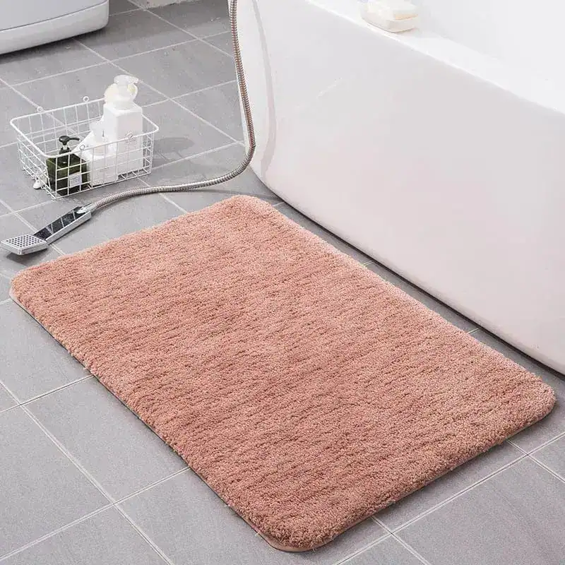 Rosé badmat 80x100 cm voor badkamer, zachte pluizige textuur, antislip.