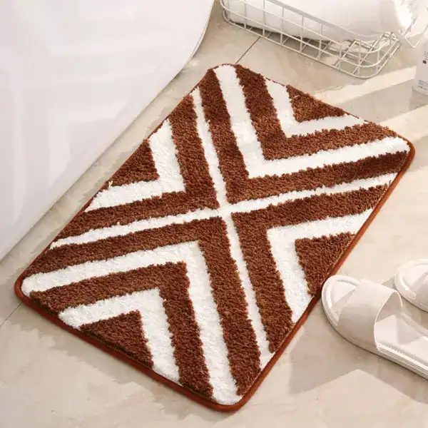 Badmat aqua blauw met zigzag patroon, antislip badkamermat voor douche en bad.