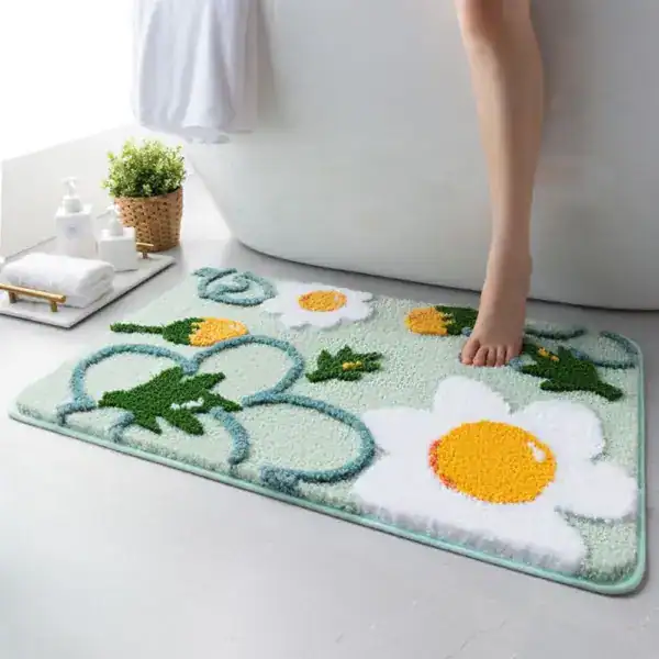 Badmat met bloemenprint, antislip, voor badkamer en douche.