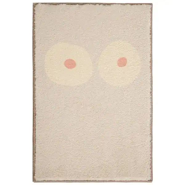 Badmat met schattig uilontwerp, beige kleur, antislip badkamermat voor kinderen.