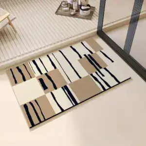 Badmat cognac kleur met abstract patroon, badkamermat voor de douche of bad.