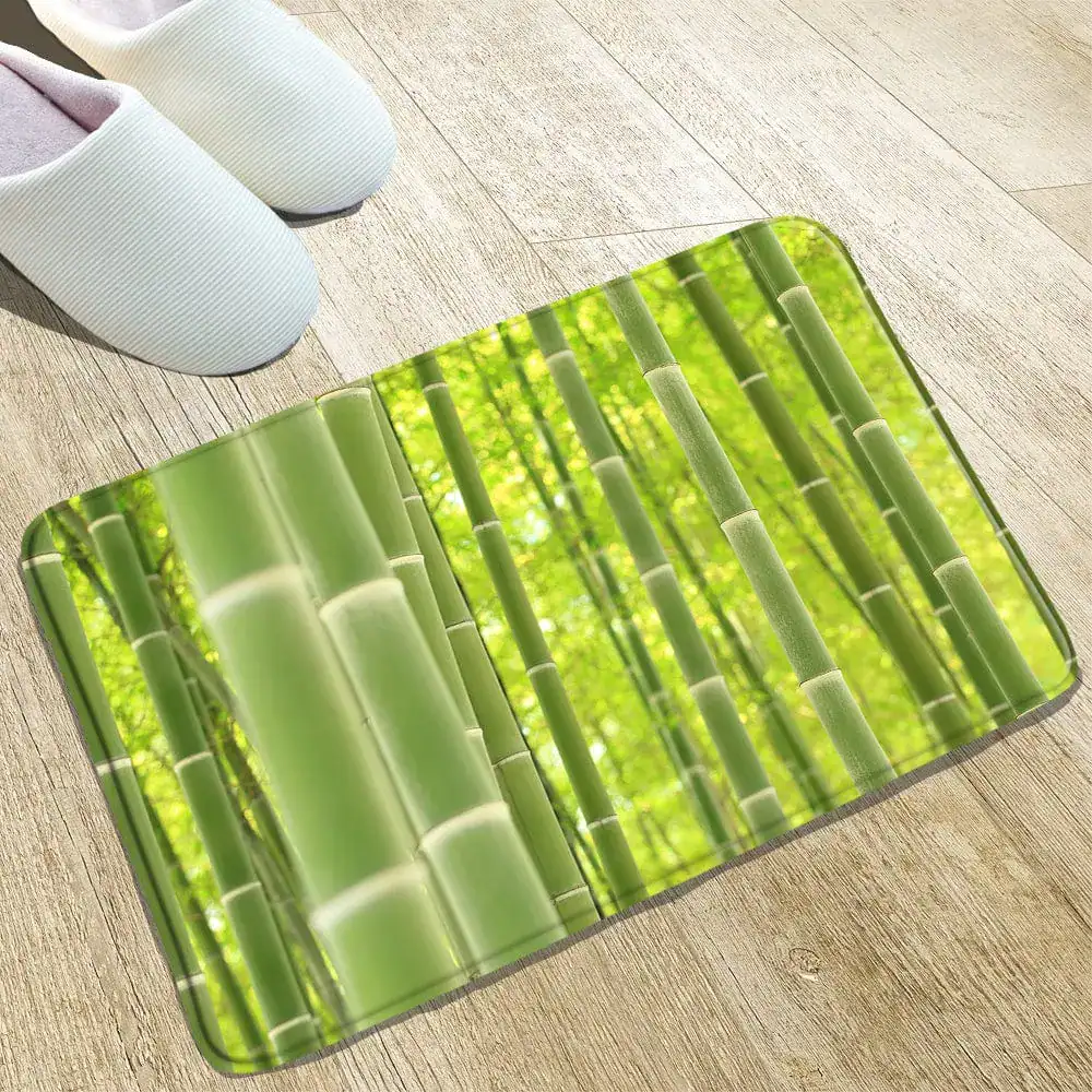 Badmat hout met bamboeprint, antislip badkamermat voor bad of douche.
