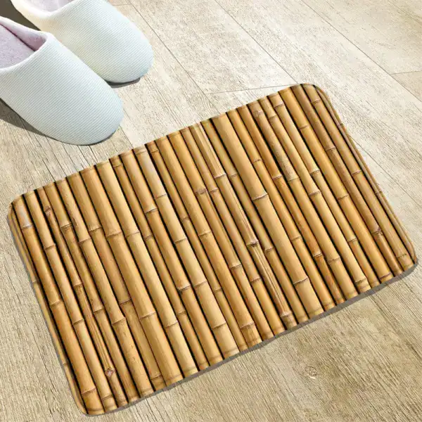Badmat hout met bamboe look, antislip badkamermat voor de badkamer.