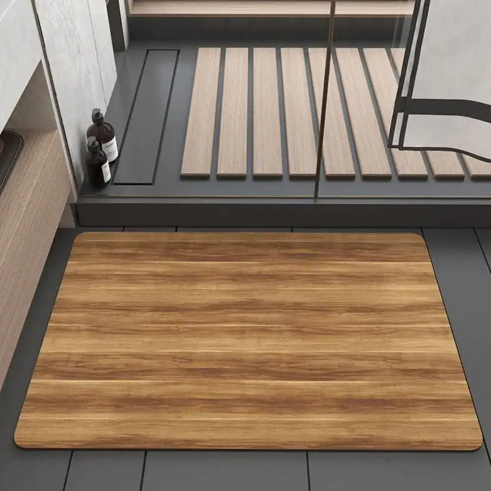 Badmat houtlook met natuurlijke houtstructuur voor badkamer en douche.