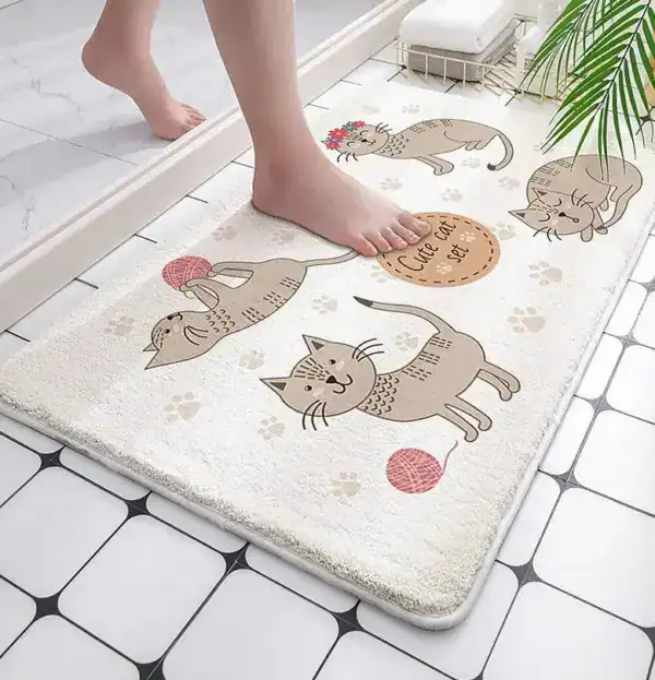 Badmat met schattige kattenprint, antislip badkamermat voor uw bad of douche.