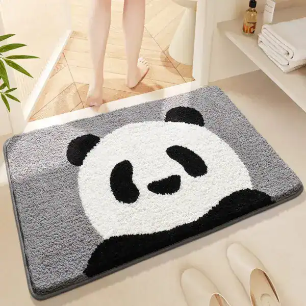 Badmat met panda ontwerp voor kinderbadkamer, antislip en zacht.
