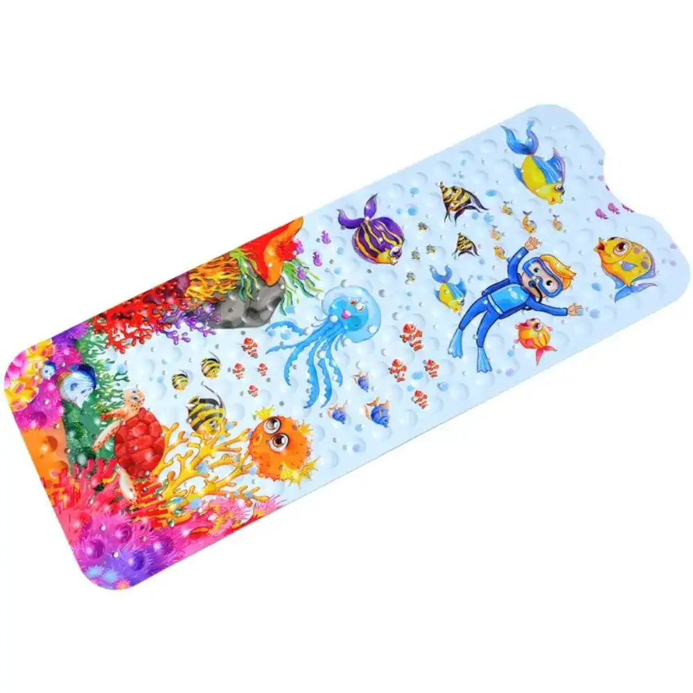 Badmat kinderen antislip met kleurrijke zee-dieren print.