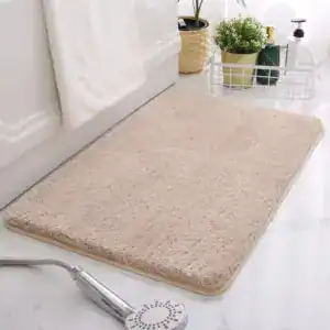 Badmat met antislip onderkant, beige, voor badkamer.