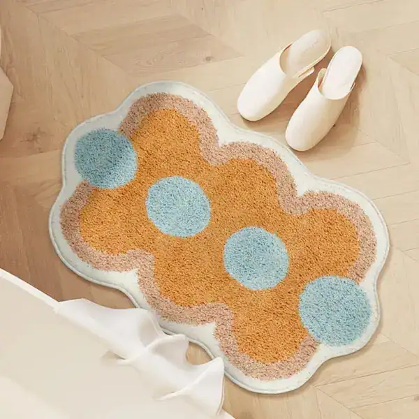 Multicolor badmat met bloemmotief, antislip, voor badkamer of douche.