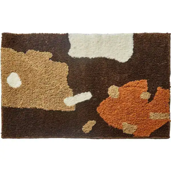 Badmat roestbruin met kleurrijke vlekkenpatroon, antislip badkamermat voor bad of douche.