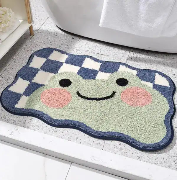 Badmat ruit met grappig kikkerontwerp, antislip badkamermat voor kinderen.