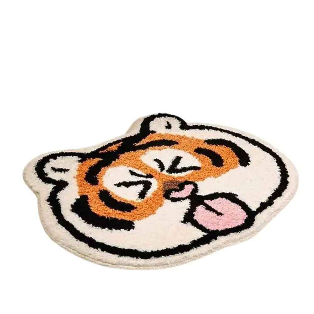 Badmat tijger met slaperig gezicht, antislip badkamermat voor kinderen.