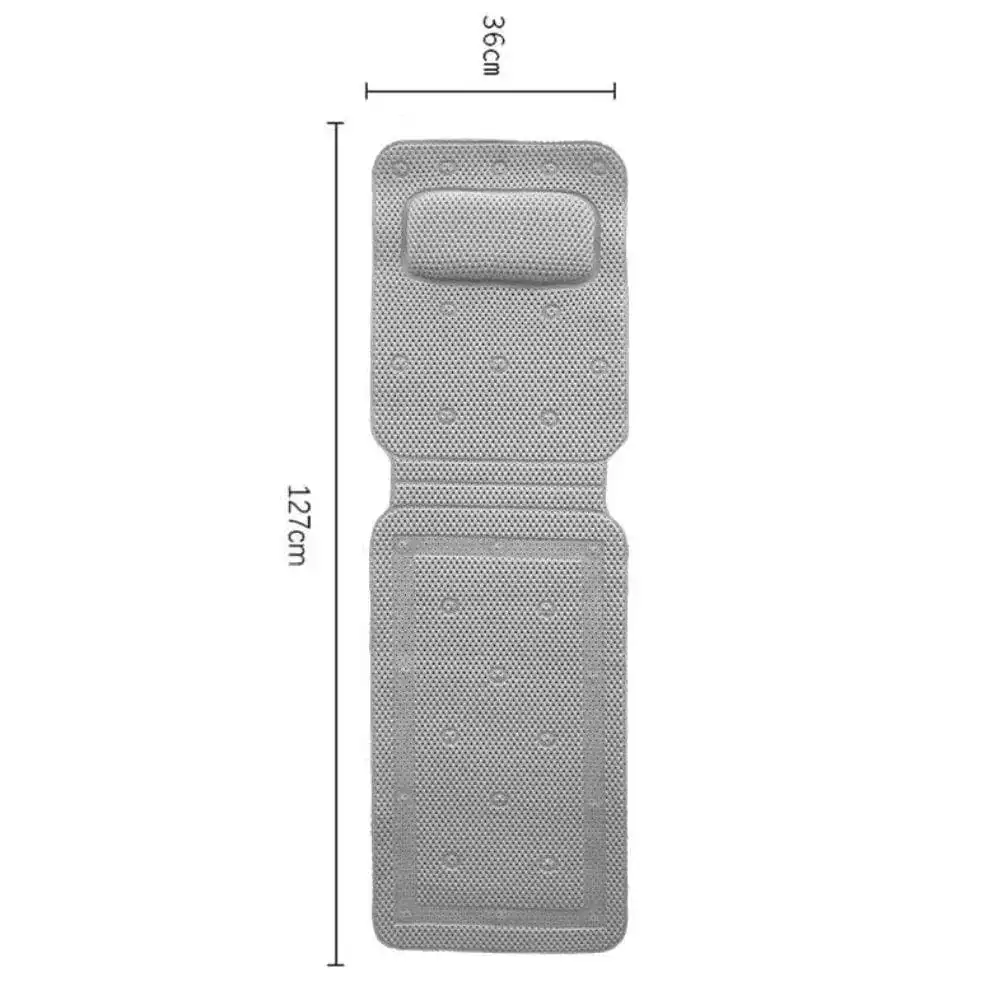 Badmat xxl grijs met afmetingen 36x127cm, antislip badkamermat voor douche en bad.