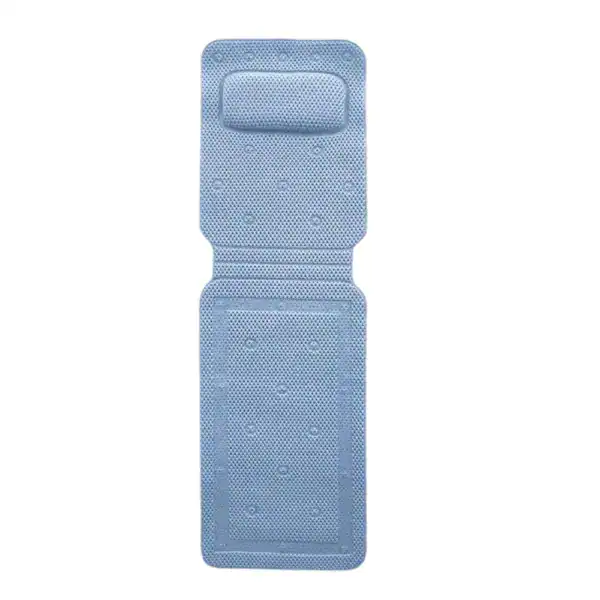 Blauwe badmat xxl met antislip textuur, geschikt voor badkamer en douche.