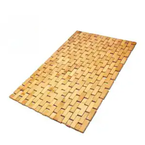 Bamboe douchemat met gevlochten patroon, antislip voor badkamer.