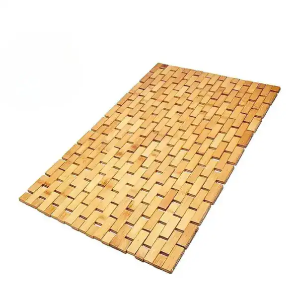 Bamboe douchemat met gevlochten patroon, antislip voor badkamer.