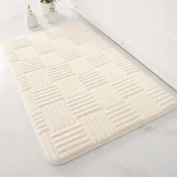 Dikke badmat met ruitpatroon, antislip, voor badkamer en douche.