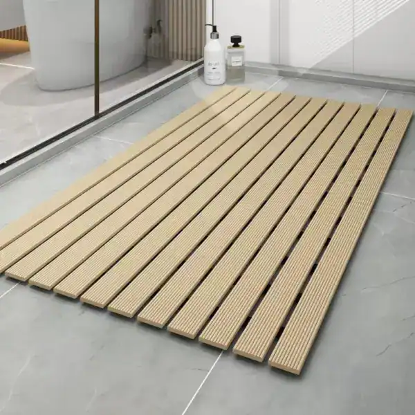 Douchemat houtlook met antislip textuur, voor badkamer en douche.