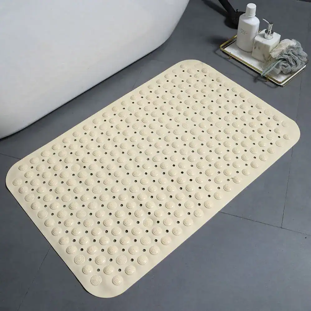 Witte douchemat met antislip textuur voor badkamer.