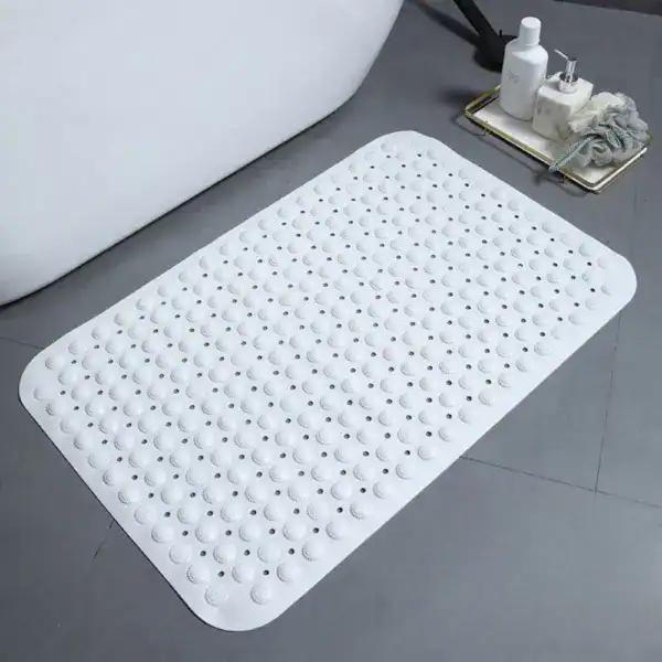 Witte douchemat met antislip textuur voor badkamer.