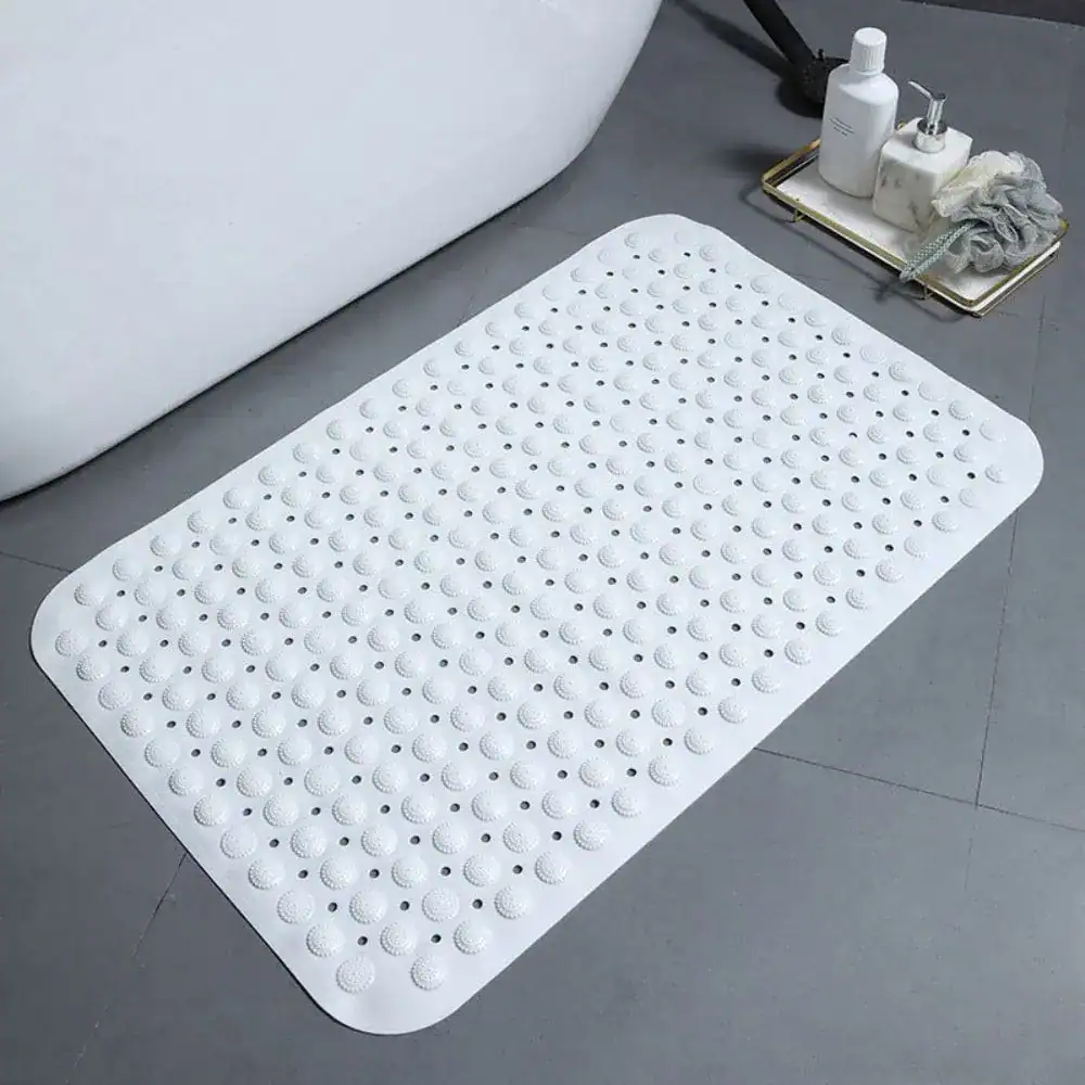 Witte douchemat met antislip textuur voor badkamer.