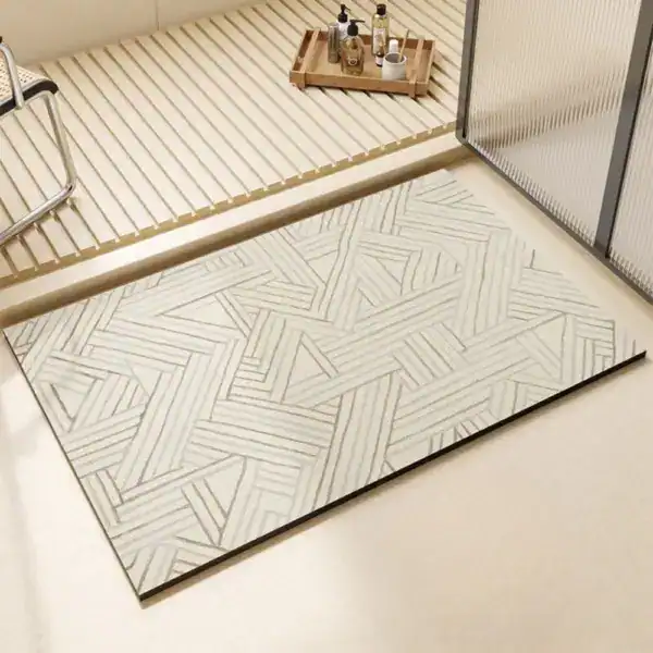 Extra grote badmat met geometrisch patroon, antislip voor badkamer en douche.