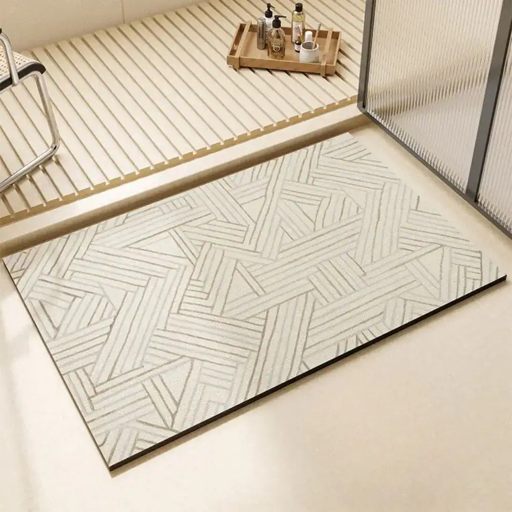 Extra grote badmat met geometrisch patroon, antislip voor badkamer en douche.