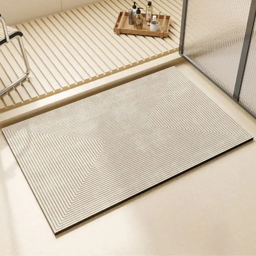Extra grote badmat met geometrisch patroon, antislip voor badkamer.