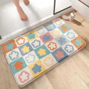 Gekleurde badmat met bloemmotief, antislip, voor badkamer en douche.