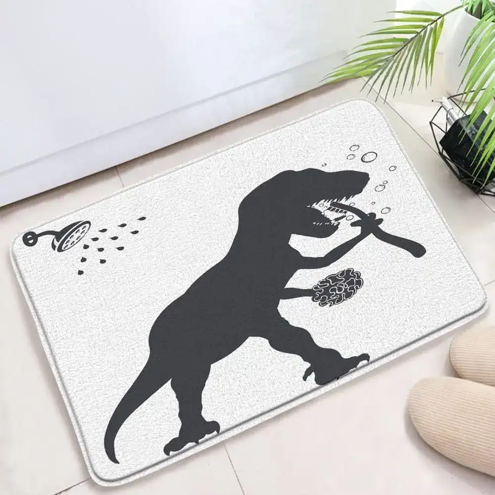 Badmat met dinosaurusprint, antislip, voor badkamer en douche.