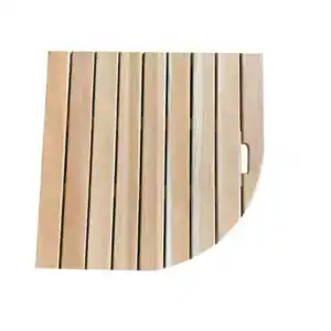 Houten douchemat met sluitende rand en handvat, antislip voor badkamer.