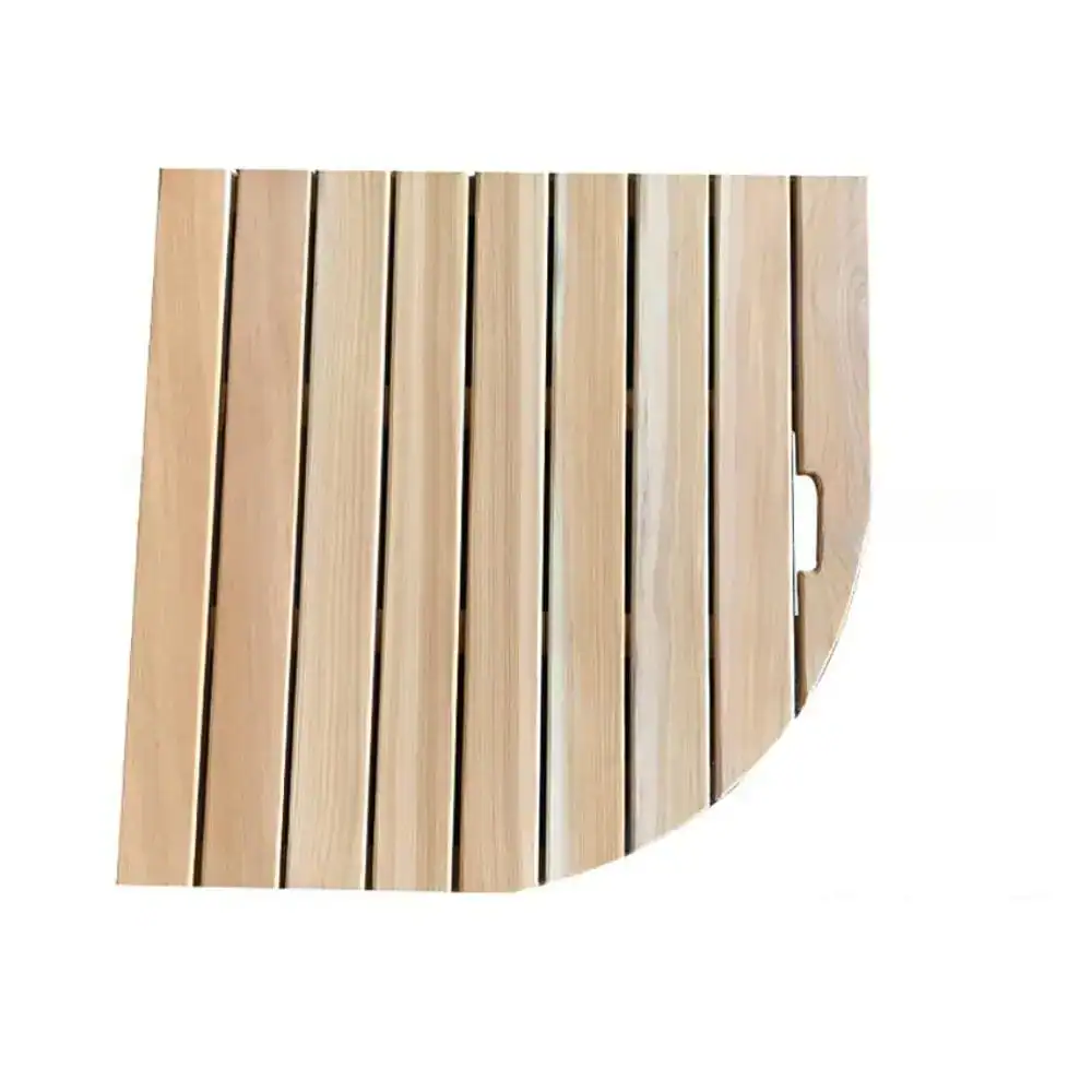 Houten douchemat met sluitende rand en handvat, antislip voor badkamer.