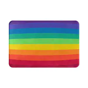 Kleurrijke badmat groot met regenboogstrepen, antislip badkamermat.