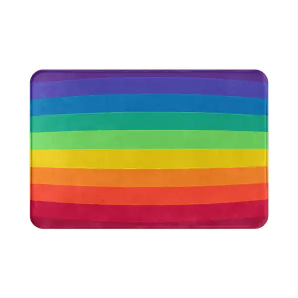 Kleurrijke badmat groot met regenboogstrepen, antislip badkamermat.