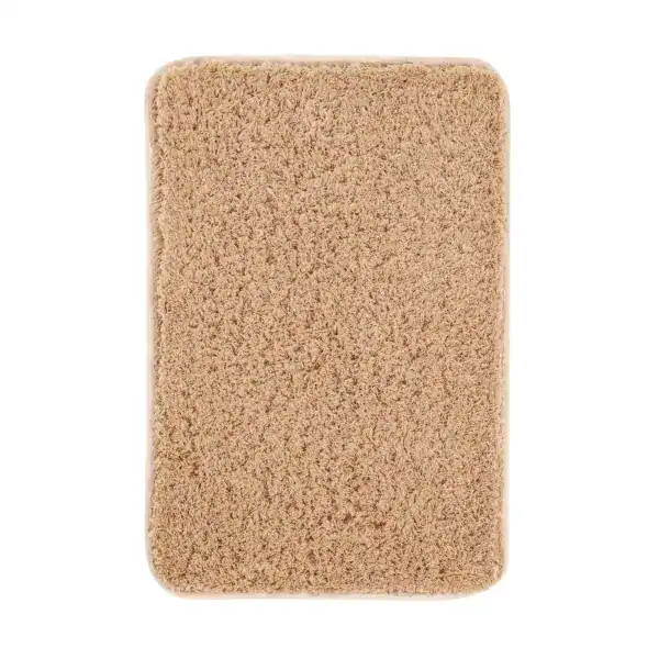 Microvezel badmat in beige kleur, antislip badkamermat voor comfortabele voeten.