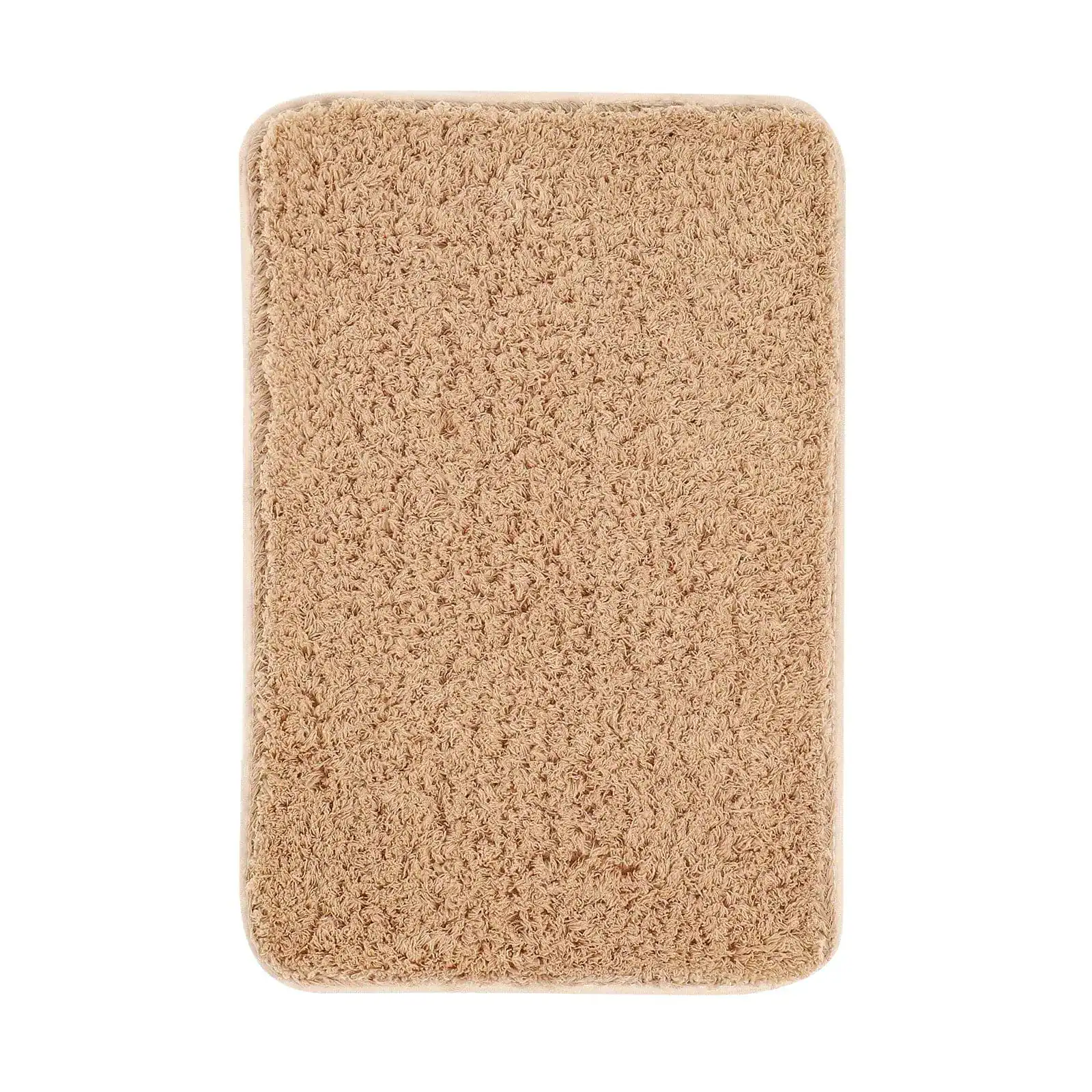 Microvezel badmat in beige kleur, antislip badkamermat voor comfortabele voeten.
