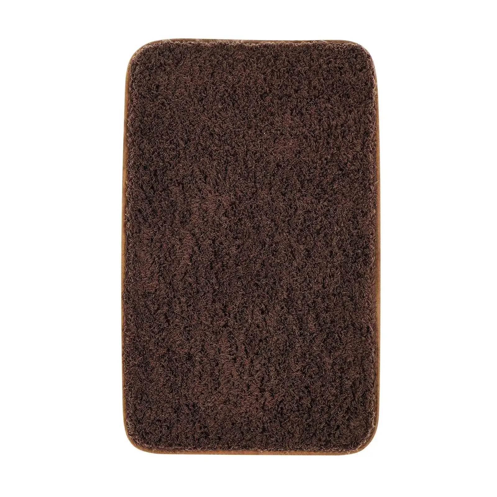 Bruine microvezel badmat met antislip rand, geschikt voor badkamer en douche.