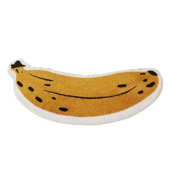 Oker badmat in vorm van een bananen, antislip badkamermat.