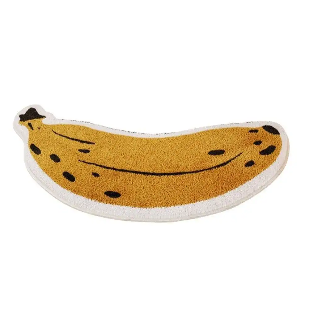 Oker badmat in vorm van een bananen, antislip badkamermat.