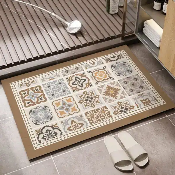 Rubber badmat met bloemenpatroon, antislip, voor badkamer.