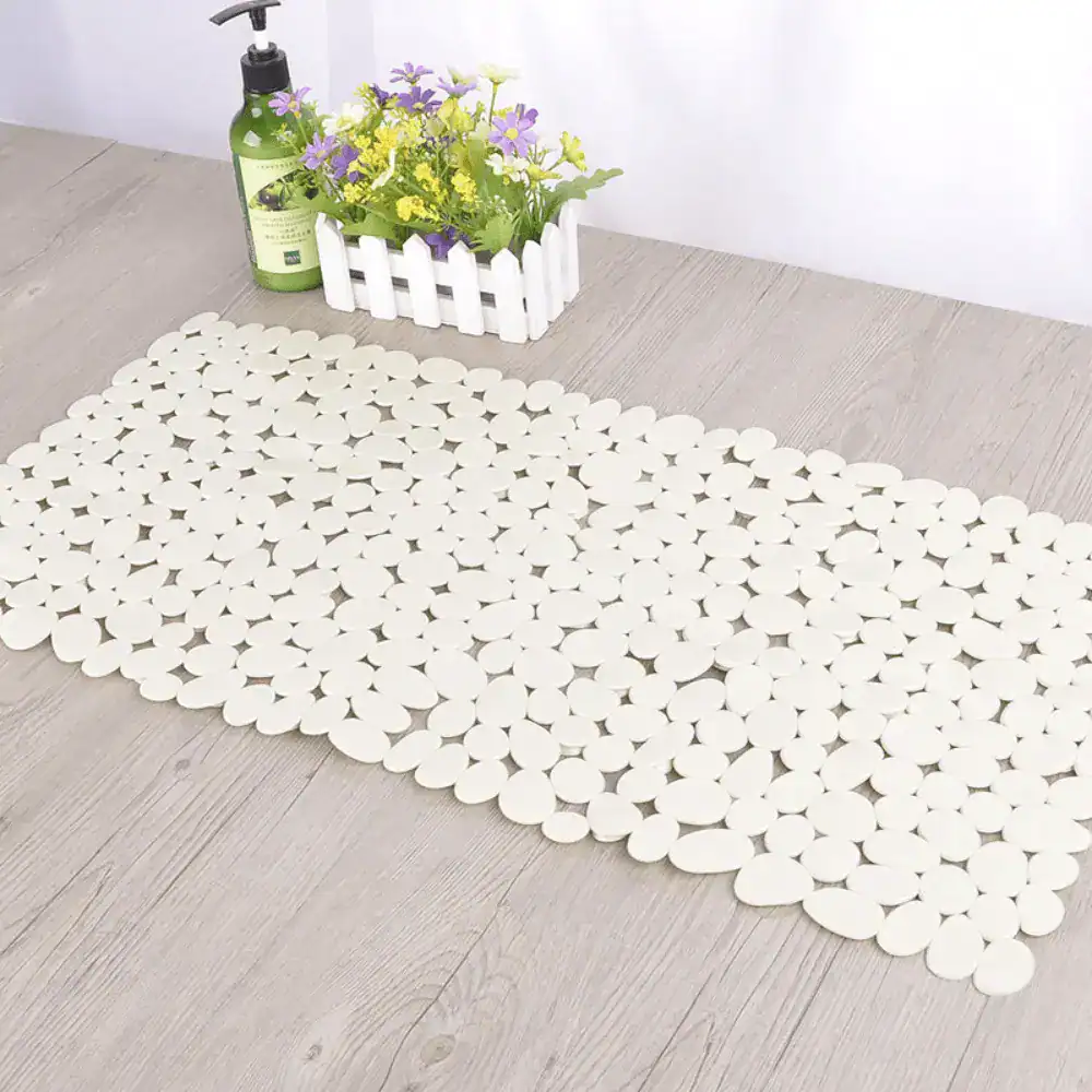 Wit rubber badmat antislip met ovaal patroon voor badkamer.